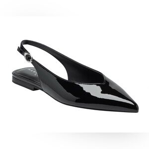 Marc Fisher LTD Gabra Pointy Toe Slingback Flats Black Patent 7M